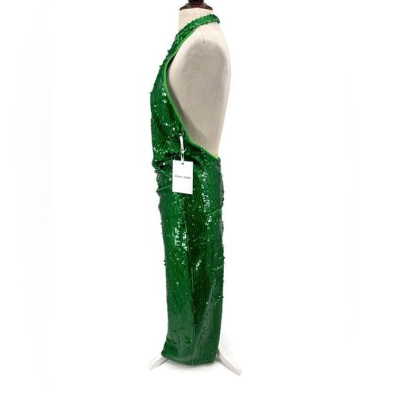 Ronny Kobo Alix‎ Green Sequined Halter Midi Gown New Small - Picture 9 of 16